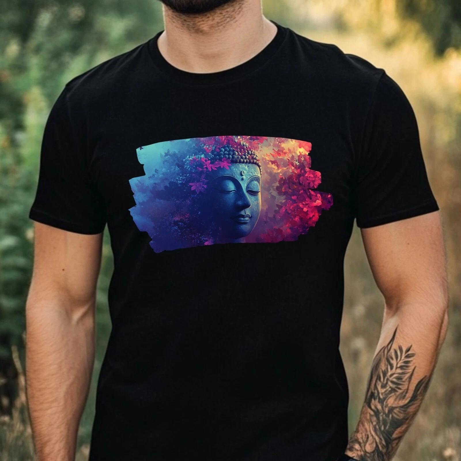 T-Shirt Herren Buddha Portrait Motiv Baumwolle Größe XS bis 5XL S