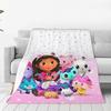 Gabbys Cartoon Dollhouses Kawaii Blankets Cute Anime Flannel Vintage Warm Throw Blanket for Home Restaurant Decoration Couch