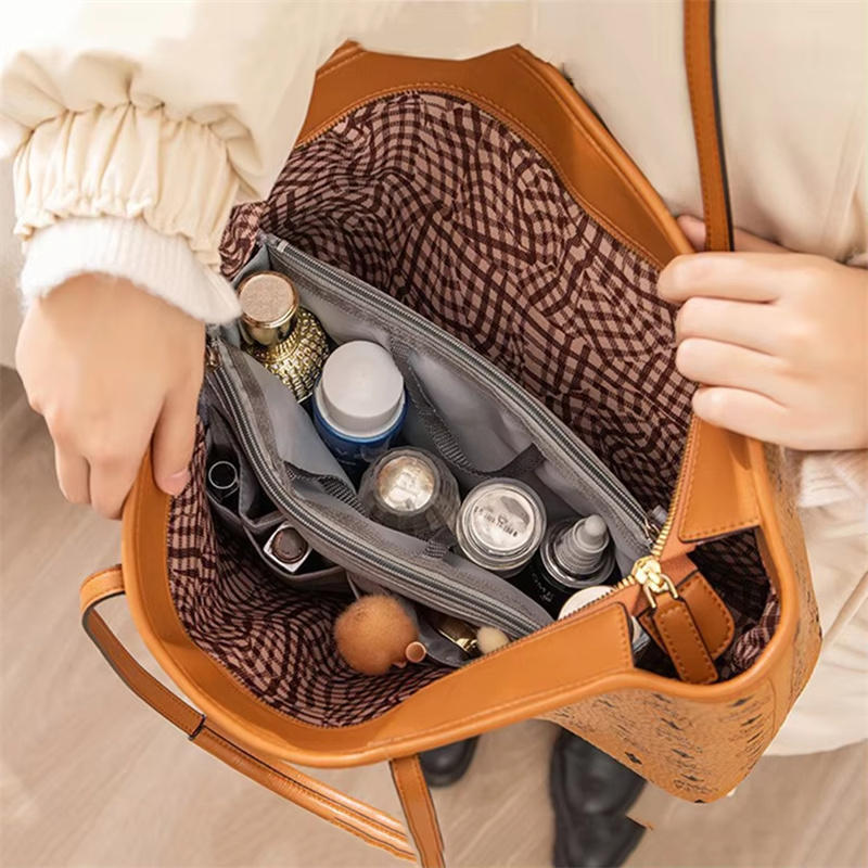 Fashion Travel Tote Bag Shaper Insert with Handles Large Capacity Purse Organizer Liner Bag Multifunctional Cosmetic Bag