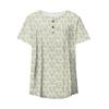 Women's Fashionable Casual V-Neck Floral Print Button-Down Short Sleeve T-Shirt Top