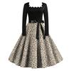 Women's Casual Vintage Leopard Print Long Sleeve Round Neck Dress
