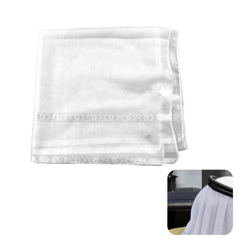 Classical Headwrap Shemagh Scarf for Muslims Arab Keffiyeh Headscarf for Arabian Dubai Ethnic Neck Wrap White Shemagh