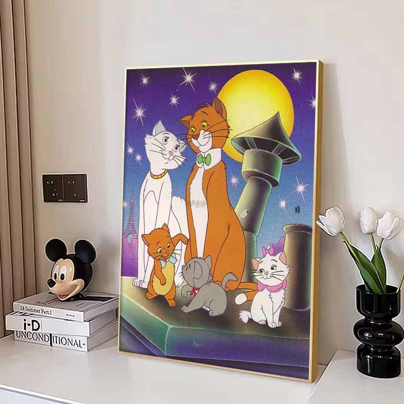 Disney Diamond Painting Paris Moonlit Night Family Portrait Illustration Wall Decoration Embroidery Full Diamond Cross Stitch DIY Gift Home Decoration