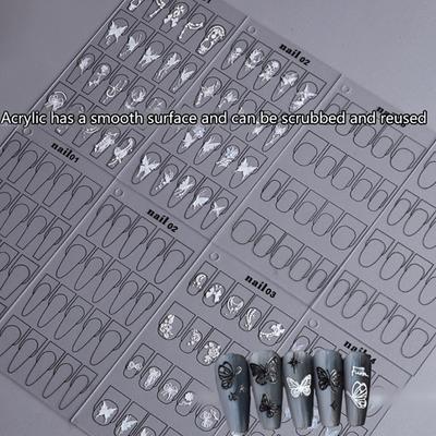 Wiederverwendbares Acryl Nail Art Malpapier Nail Art Übungs-Trainingsmatte Maniküre Blume Linienzeichnung Übungswerkzeug