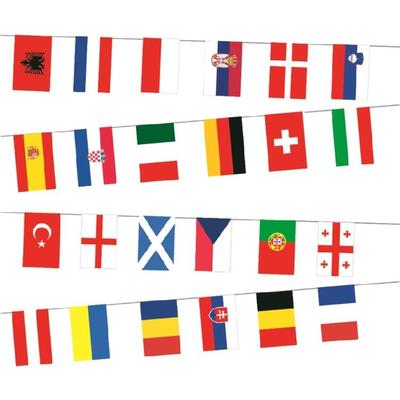 2024 Europäische 24 Länder Flag Football Cup Fahnen Girlande Nationale Schnurflaggen Fußball Event für Partydekoration