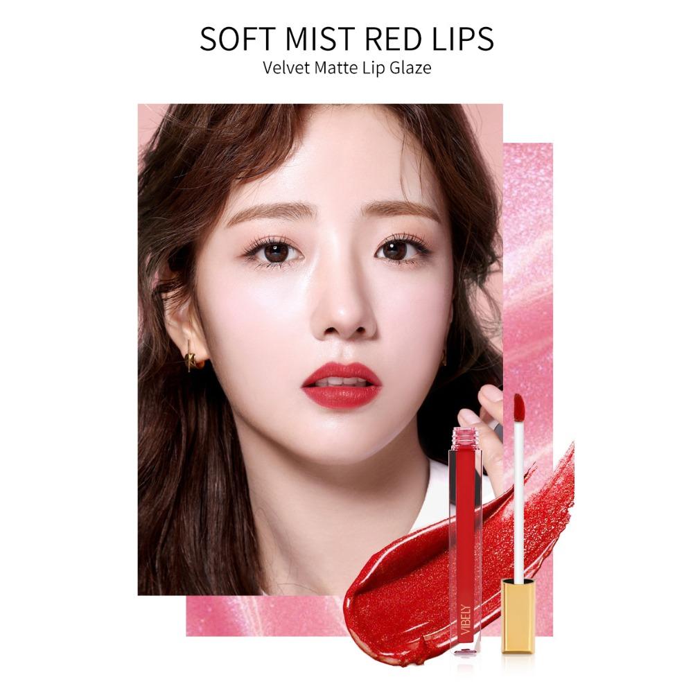 VIBELY Lucidalabbra Opaco Vellutato Trasparente Piccolo Blocchetto Oro È Bianco e a Lunga Durata Senza Macchiare con Lampo di Lucidalabbra Rosso