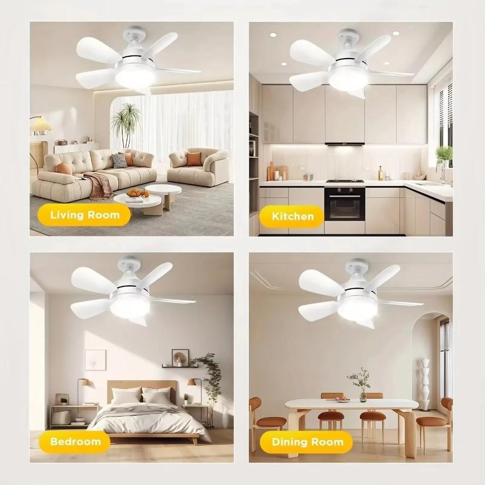 with E27 Base E27 Screw Ceiling Fan Light Mute Design 3 Color Lights Fan Home Decor