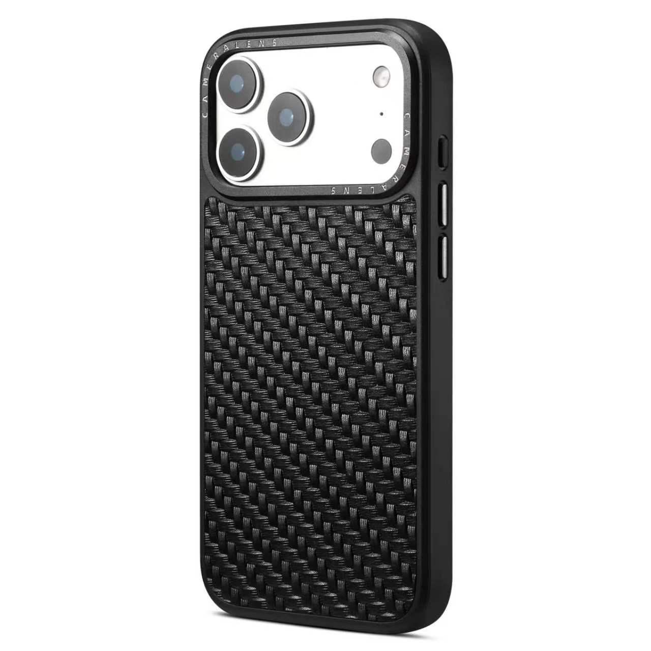 Denior Magnetic Leather Woven Case for iPhone 17 Pro Max (Drop-proof, MagSafe Compatible) 17 Pro Max чёрный