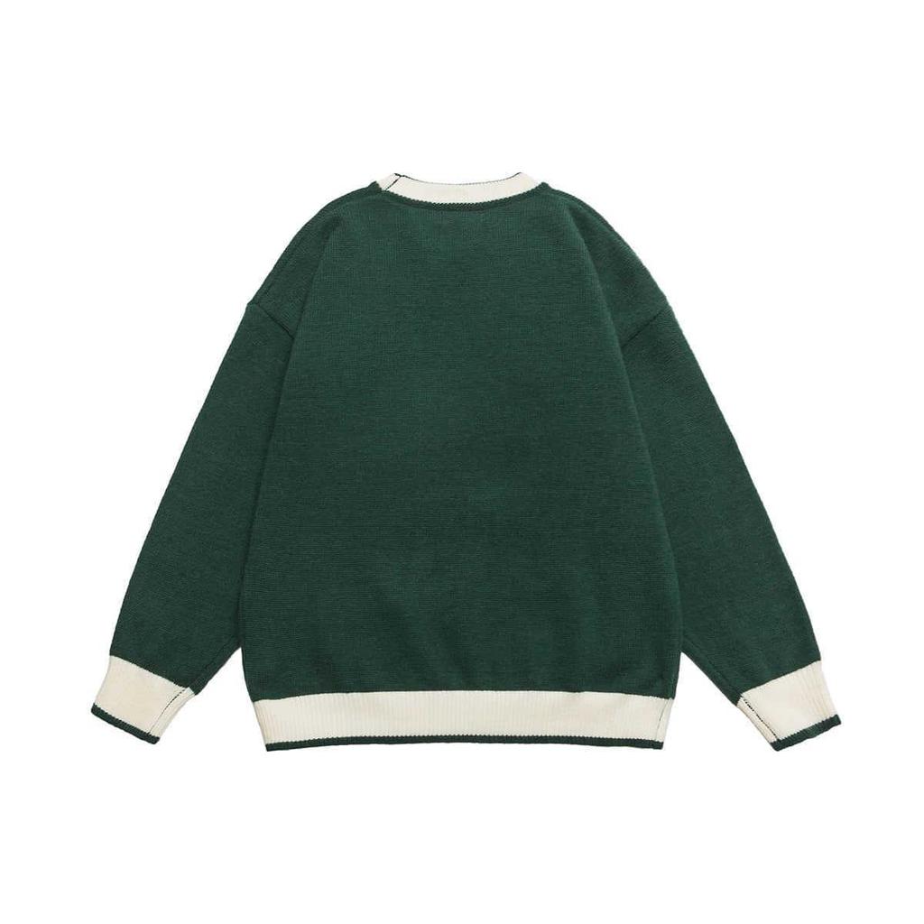 QIYOU 2025 Unisex Retro Patchwork Color Block Sweater - Autumn/Winter Casual Knitwear.