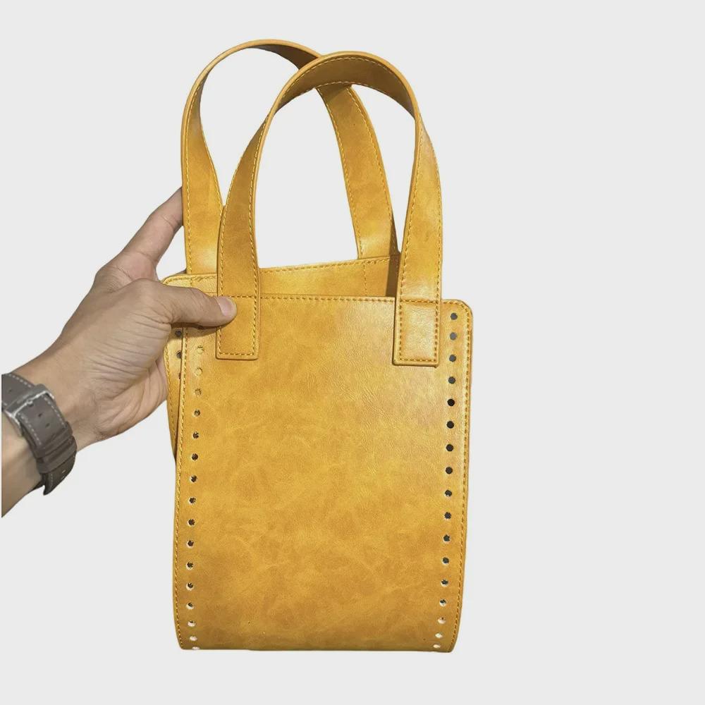 Handmade DIY Leather Woven Body Bag with Integrated Handle Hook