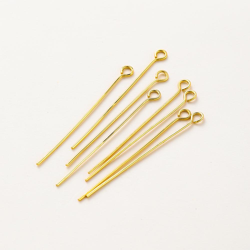 100pcs/lot 16 18 26 30 mm 14K 18K Gold Eye head Pins Eye Beads Crafs Charm Headpin For DIY Jewelry Making Supplies Accessories