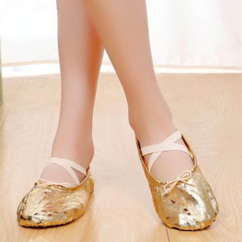 Girls Ballet Shoes Gold Silver Soft Sole Ballet Dance Slippers Children Practise Ballerina Shoes Woman Gymnastics