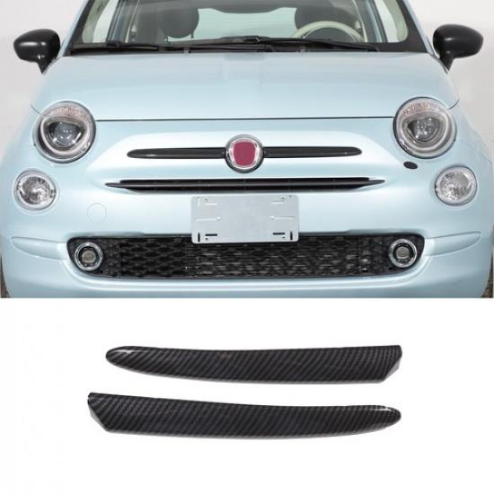 Carbon Fiber ABS Front Bumper Upper Grill Moulding Trim For Fiat 500 2016-2024