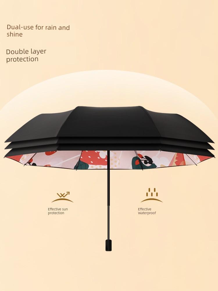 Double-Layer Umbrella Black Glue Super Sun Protection UV Protection Sun Umbrella Foldable Female Dual-Use Sun Umbrella UPF50 +
