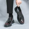 Men's Shoes Large Size New Business Dress Shoes Fashion British Style Men's Glossy Leather Shoes Trend Platform Wedding Shoes