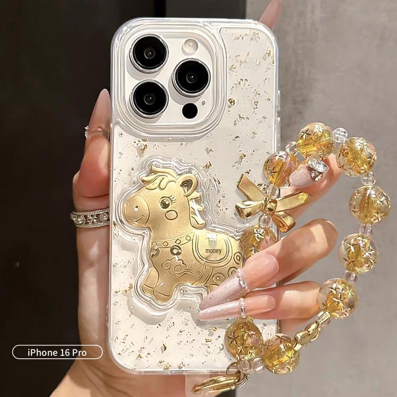 Wenose Чехол для iPhone 16 Pro Милый Новогодний Золотая Фольга