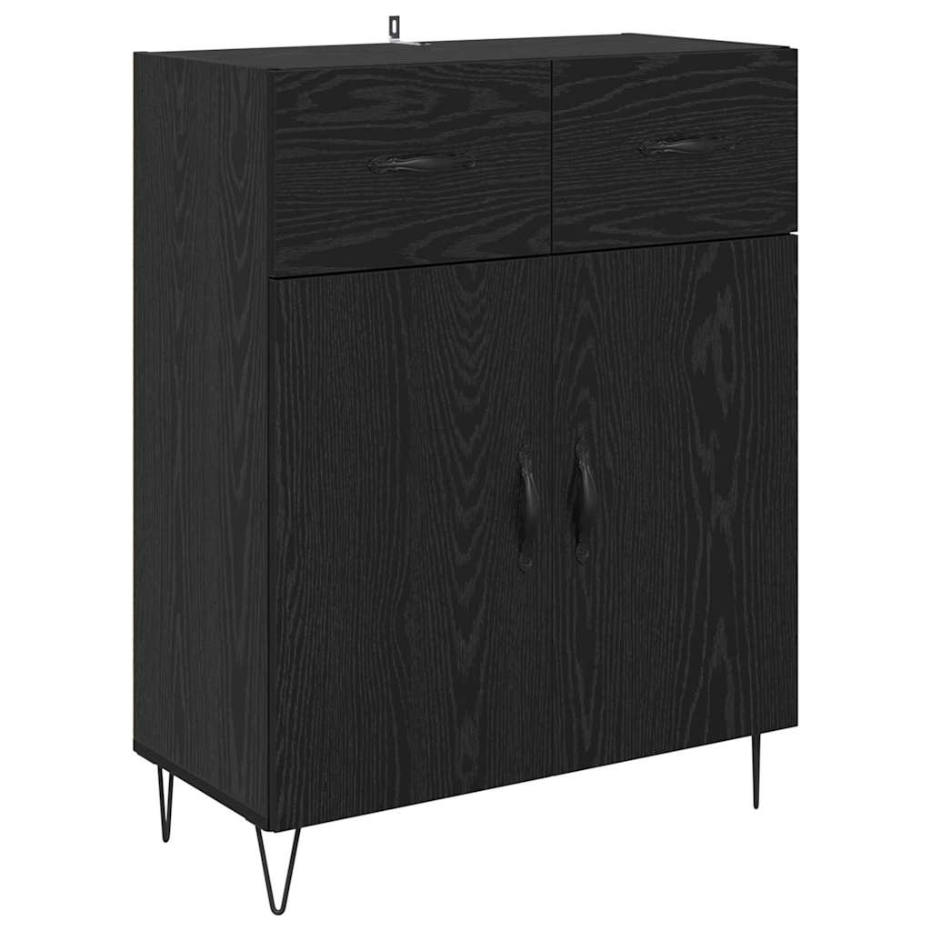 Highboard in Black Oak Look 69.5 x 34 x 180 cm Engineered Wood