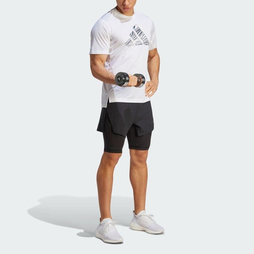 adidas Solid Color Mid-Rise Straight Leg Sports Shorts Men Shorts Black IB3466