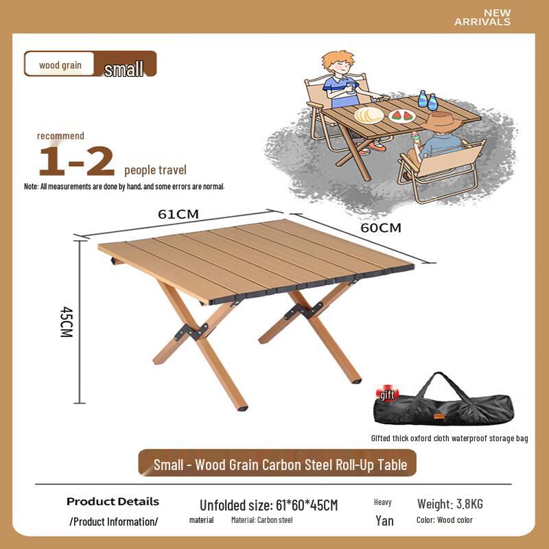 Glacier Age Carbon Steel Roll-up Camping Table & Kermit Chair Set