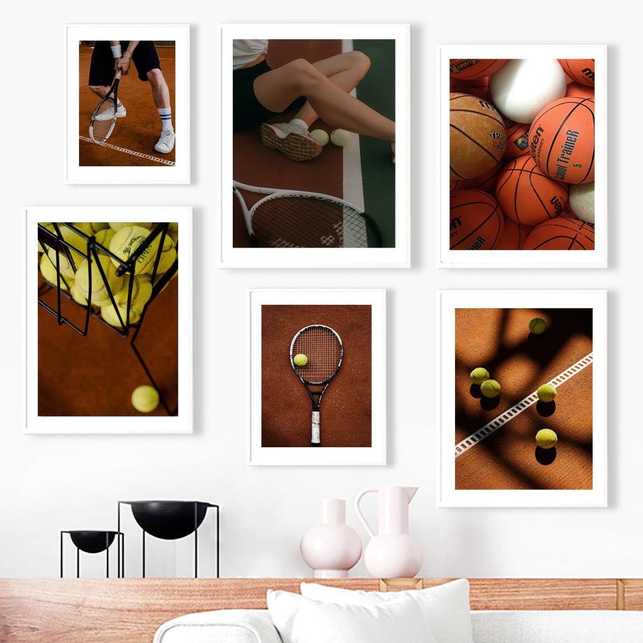 Tennis Pallacanestro Streetball Sport Allenamento Poster Nordici Stampe Pittura su Tela Arte Murale Immagini Per Soggiorno Decorazioni per la Casa
