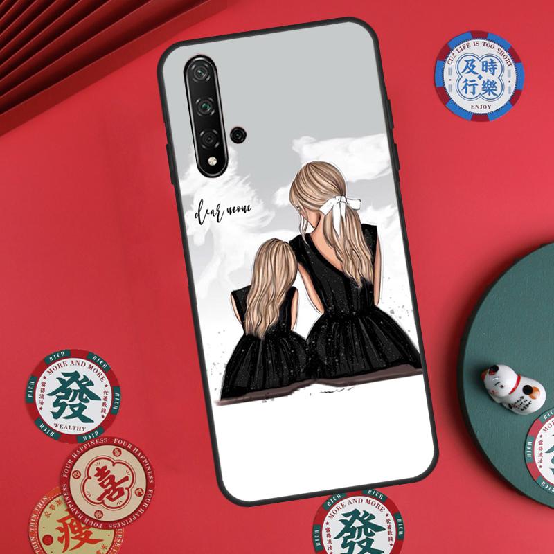 Black Brown Hair Baby Mom Girl Son For Huawei Nova Y73 Y72 Y61 Y91 Y90 Y70 Y60 12s 12i 11i 8i 9 10 SE P60 Pro P30 P40 Lite Case