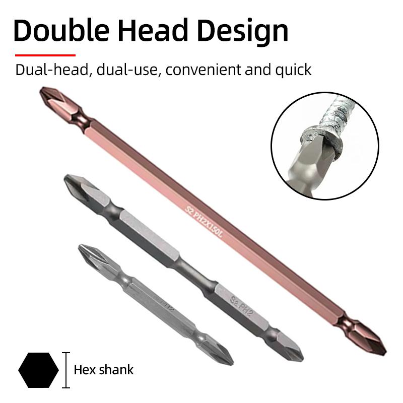 PH2 Phillips Screwdriver Bits Cross Head Magnetic 50/100/150mm Hand Tool 1/2” Square To 1/4” Hex Wrench Socket Adapter Converter