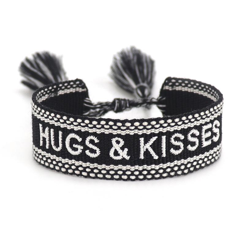 Handmade European Style Embroidered Love Bracelet with Tassels for Girls