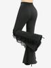Rosegal Plus Size Spider Web Flocking Ruffles Lettuce Flare Pants