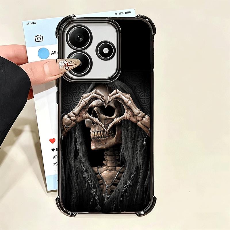 Coque de téléphone plaquée style amusant avec squelette de la Faucheuse pour Xiaomi Poco X5 X6 X7 X8 Pro Max F8 Ultra F7 M8 M7 M5S Redmi 15C 15 14C 1