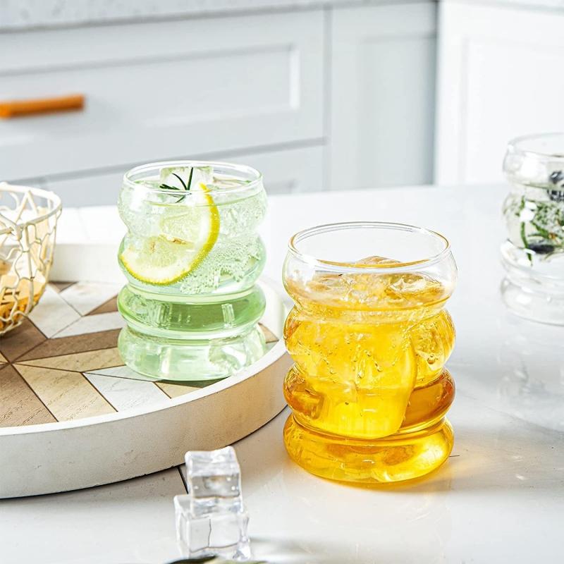 Kreative Glastasse, hitzebeständig, Trinkbecher, Trinkgeschirr, Tee, Saft, Milch, Kaffeetasse, Wassergläser für Zuhause, Ripple-Tasse, 250 ml