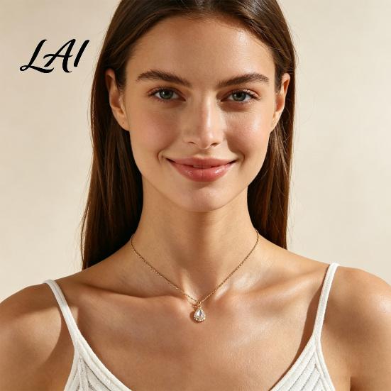 Adjustable Clavicle Chain Water Drop Necklace for Women Cubic Zirconia Rhinestone Elegant Alloy Women Pendant Sparkling Statement Jewelry