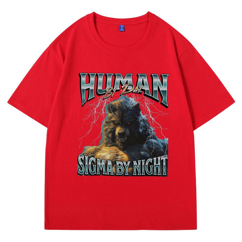 Mensch bei Tag Sigma bei Nacht 90er Grafik T-Shirts Herren Lustiges Meme Y2K Kleidung T-Shirt Vintage Oberteil Jungen Geburtstagsgeschenk für ihn T-Shirt