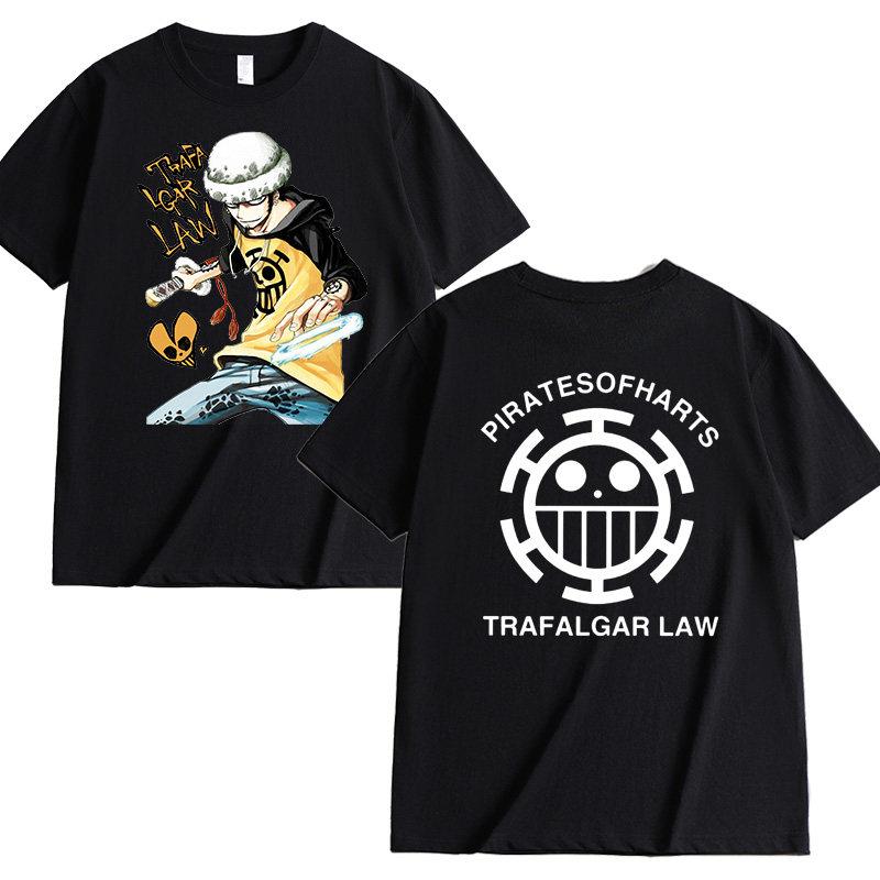 Anime Style One Piece Road Feisuolonuo Pure Cotton Printed Fashionable Unisexs and Womens Clothing New Loose Casual Tshirt