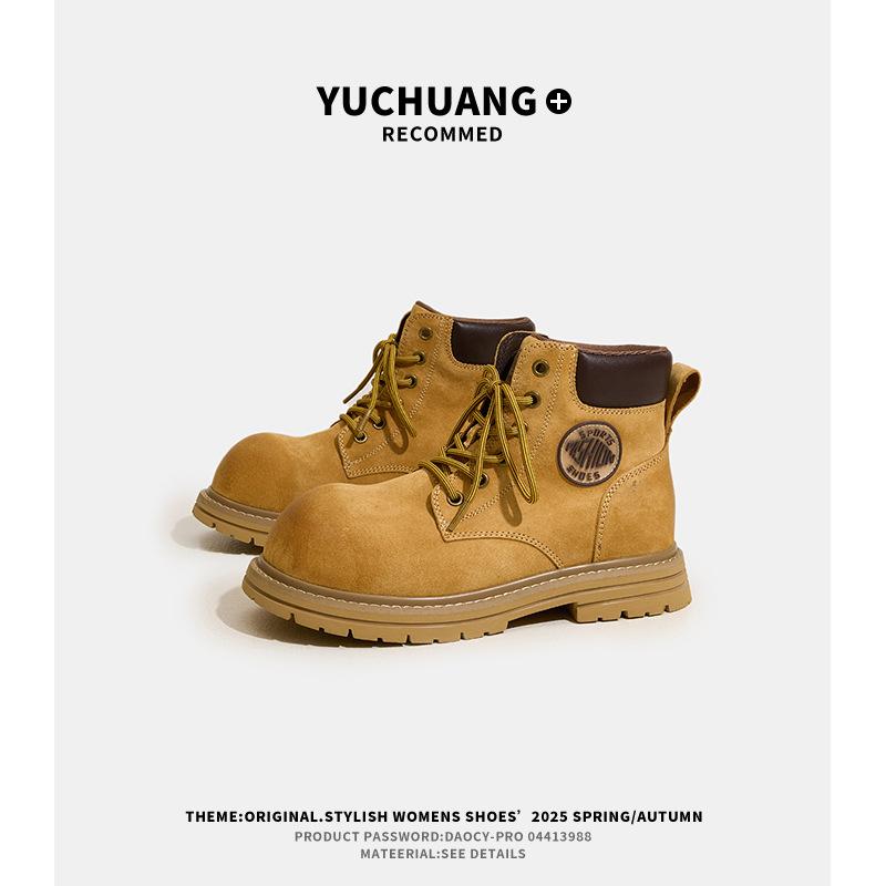 

Inner heightening big head Martin boots women s autumn fashion short boots outdoor casual rhubarb boots women s 33 жёлтый