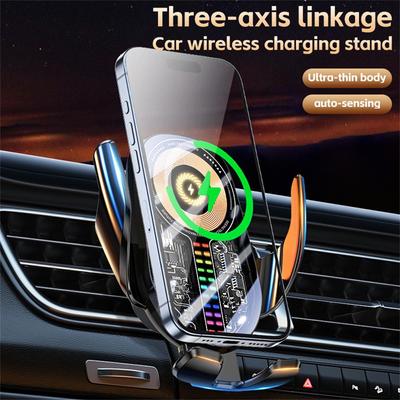 Wireless Car Charger, 15W Fast Charging Car Phone Holder Mount Auto Clamping Cell Phone Stand for iPhone 15 14 13 12 11 Pro Max