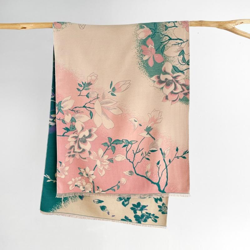 Autumn and winter elegant jacquard scarf femininity magnolia imitation cashmere shawl advanced sense thickened warm scarf