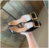 Grape Mother Same Style Summer and Autumn Simple Classic RV Square Buckle Flat Shoes Shallow Mouth Small Square Head Commuting Hollow Single Shoes Wo