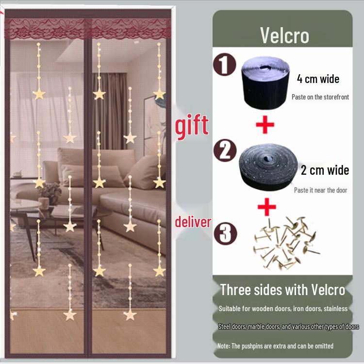 Velcro Magnetic Anti-Mosquito Screen Door - Silent & Encrypted for Bedroom Use