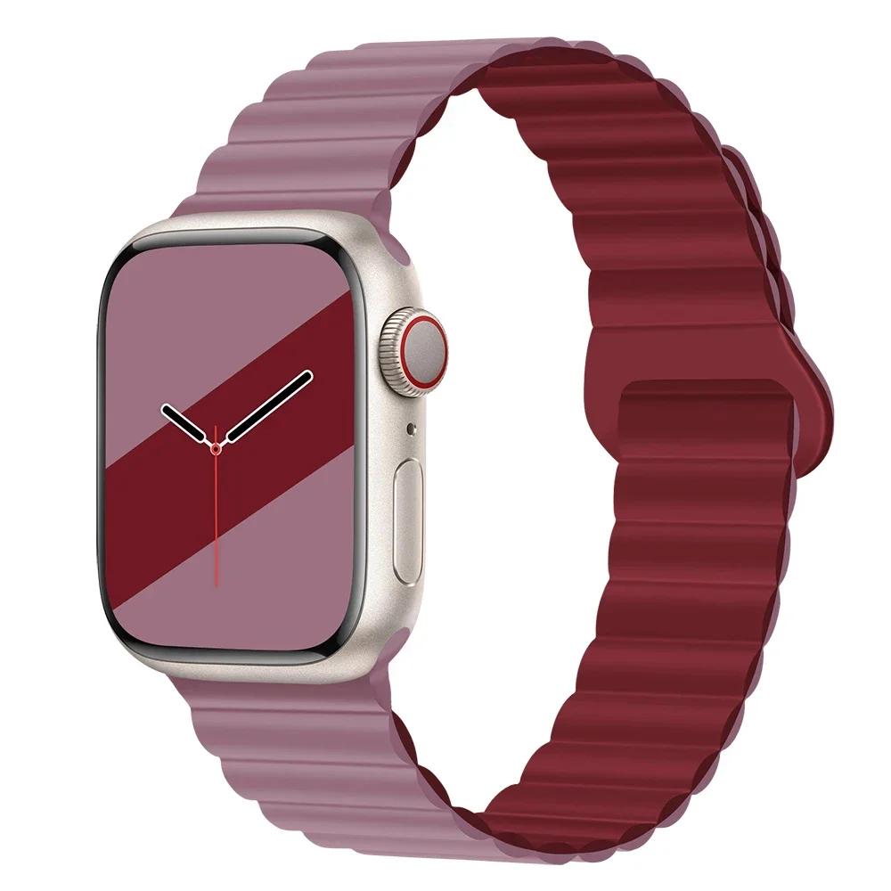 Magnetyczny Pasek Silikonowy Sportowy Bransoletki Do Apple Watch 41mm 42mm 44mm 45mm 46mm 49mm iWatch Seria 11 10 9 8 7 6 5 4se
