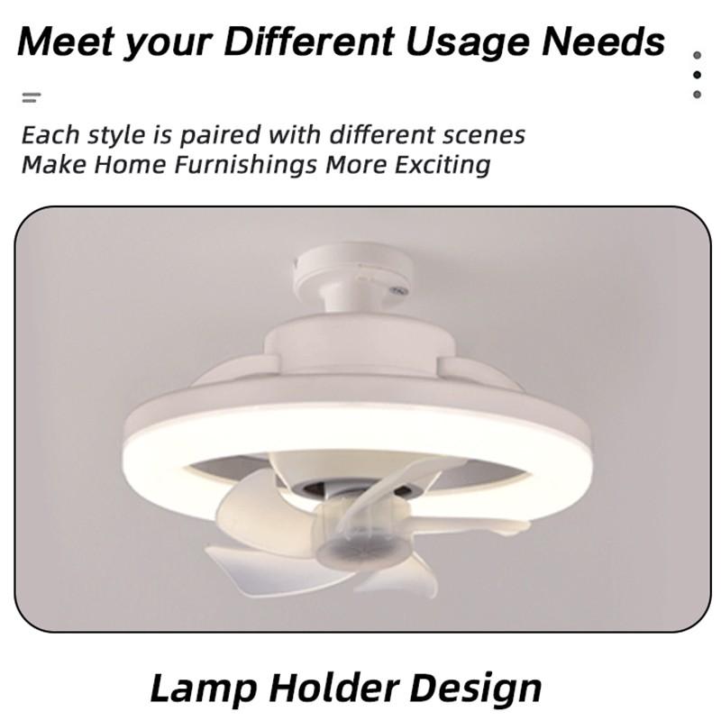 2 in 1 Electric Ceiling Fan Light Household 360° Moving Head Screw Fan light Stepless Dimming E27 Lamp Cap Fan Lamp