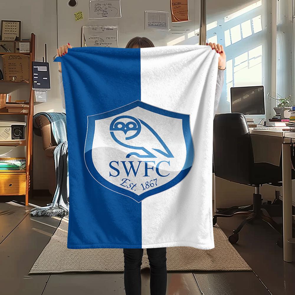 1 szt. Koc flanelowy z nadrukiem Sheffield Wednesday Football Club, Wysokiej jakości, na wszystkie pory roku, Wystrój domu, Ciepło i komfort, Idealny na prezenty świąteczne