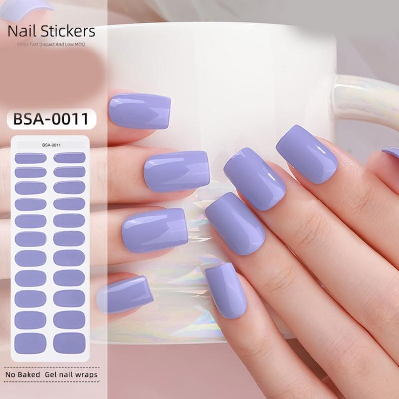 Gel Nail Wraps Solid Color Gel Nails Stickers Semi Cured Nails Polish Wraps Gel Nail Strips DIY Nails Art Decoration