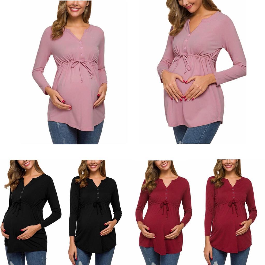 Neck Pregnancy Blouse Autumn Clothes 