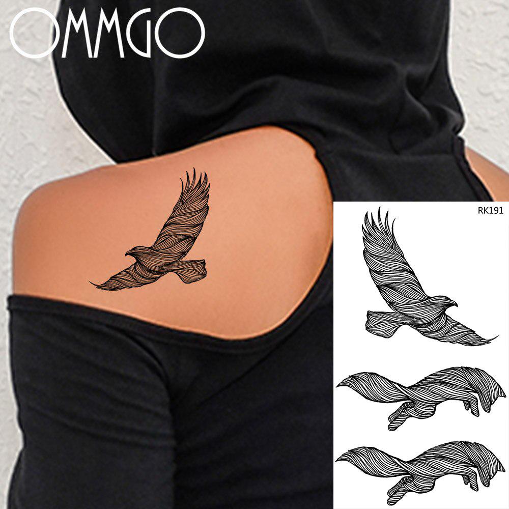 Temporäres Tattoo Adler – 1 Blatt, Schwarz-grau, 13,8x19,5 Cm, Wasserfest, Hält 3-5 Tage