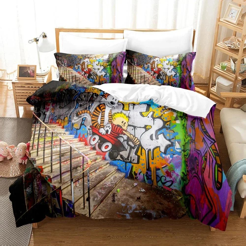Comforter Graffiti Wall Urban Street Art Painting Bedding Set Bedroom Soft Modern S Comefortable Quilt