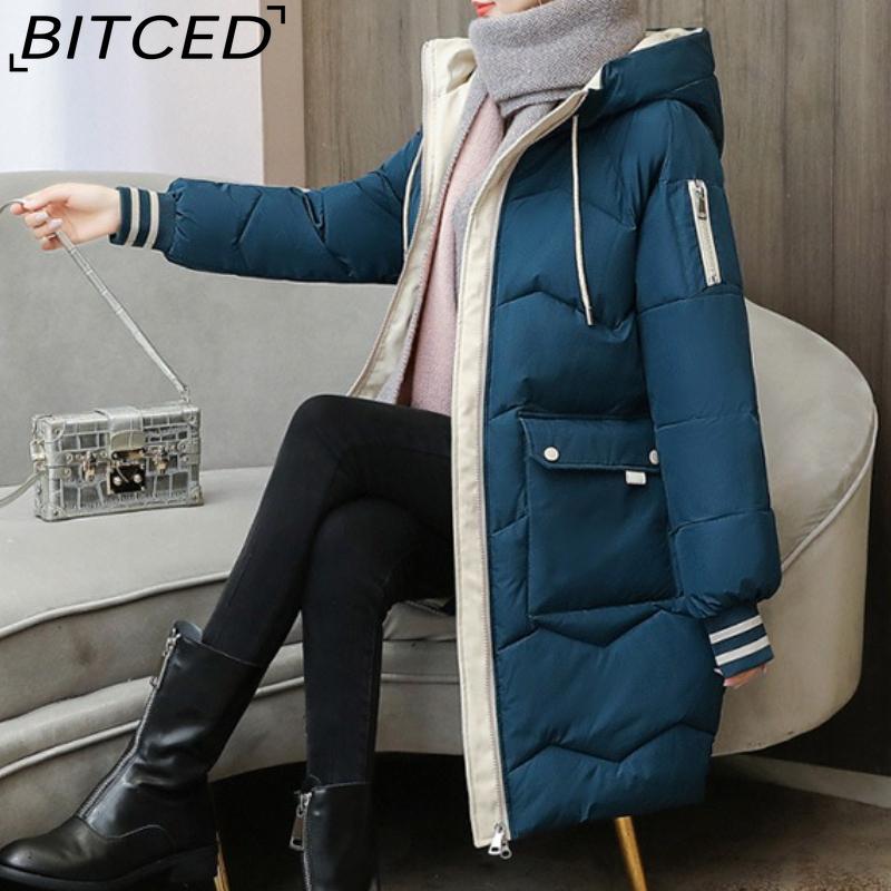BITCED Women's Mid-Length Loose-Fit Winter Coat Thickened Padded Jacket Puffer Coat Cotton-Padded Jacket
