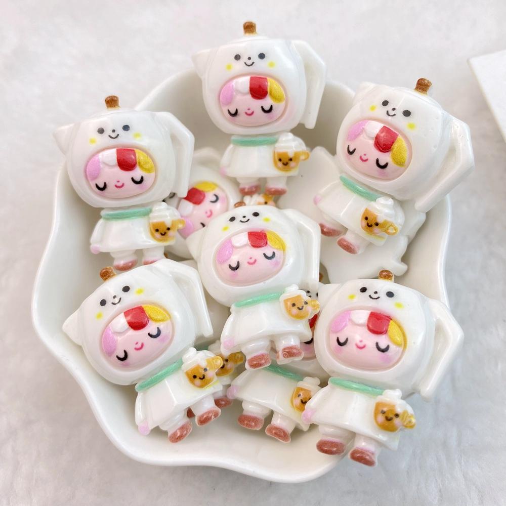 8Pcs New Cute Cartoon Animal Little Girl Series Flat Back Ornament Jewelry Bows Accessories