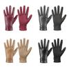 PU Full Finger Mittens Button  Gloves Fashion Women Leather Gloves  Ladies