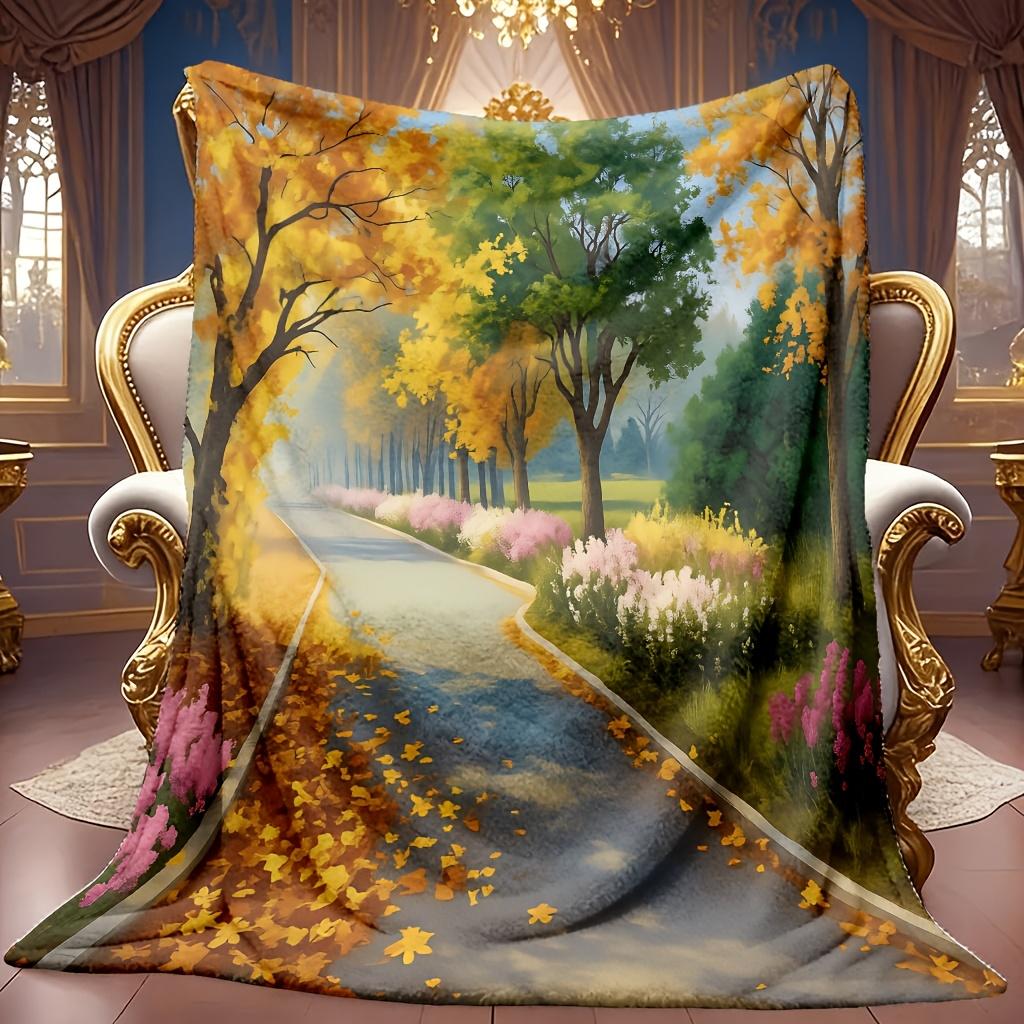 Comfortable Autumn Forest Theme Blanket Soft High-Definition Digital Print All-Season Family and Friends Gift Cooling Blanket Perfect Gift Soft Breath
