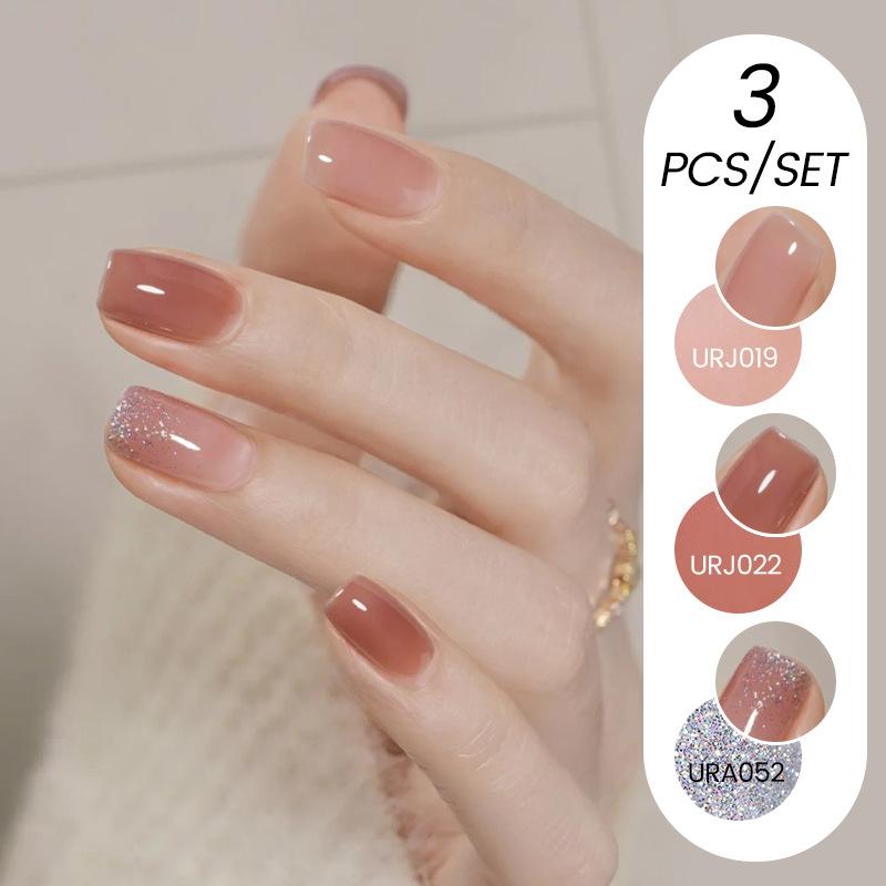 Nail Art Buz Şeffaf 3 Adet Tırnak Cilası Tutkalı Seti, Popüler Nude Beyazlatıcı Toz Şeffaf Tırnak Cilası Tutkalı